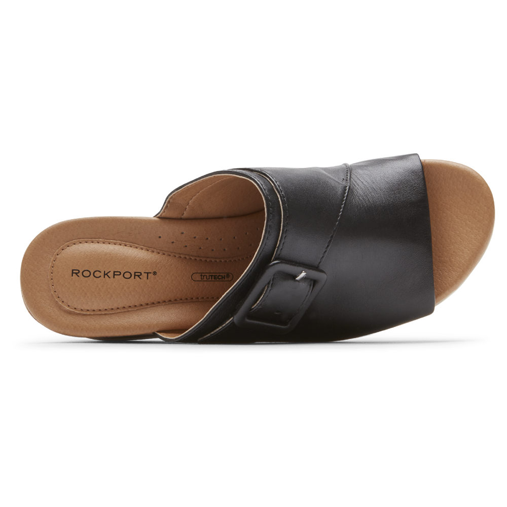 Rockport Singapore Womens Slides - Lyla Buckle Black - WQ1367490